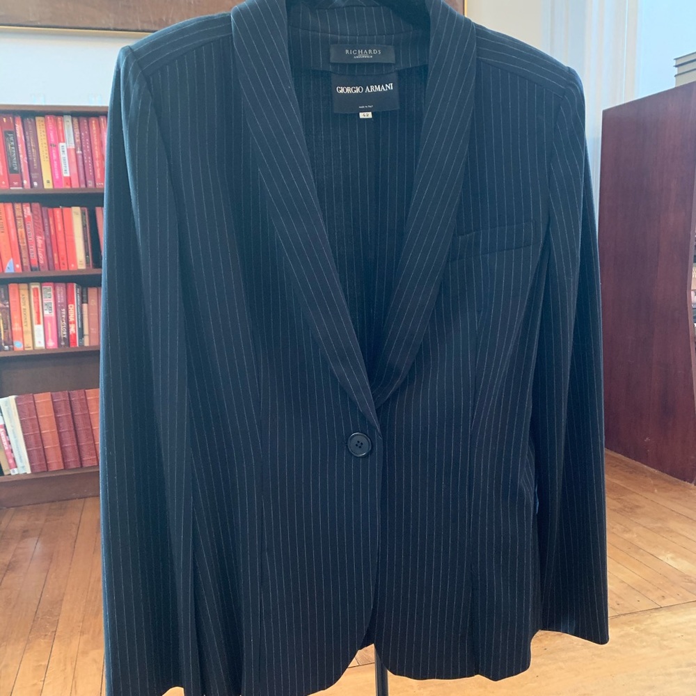 Pinstriped black blazer